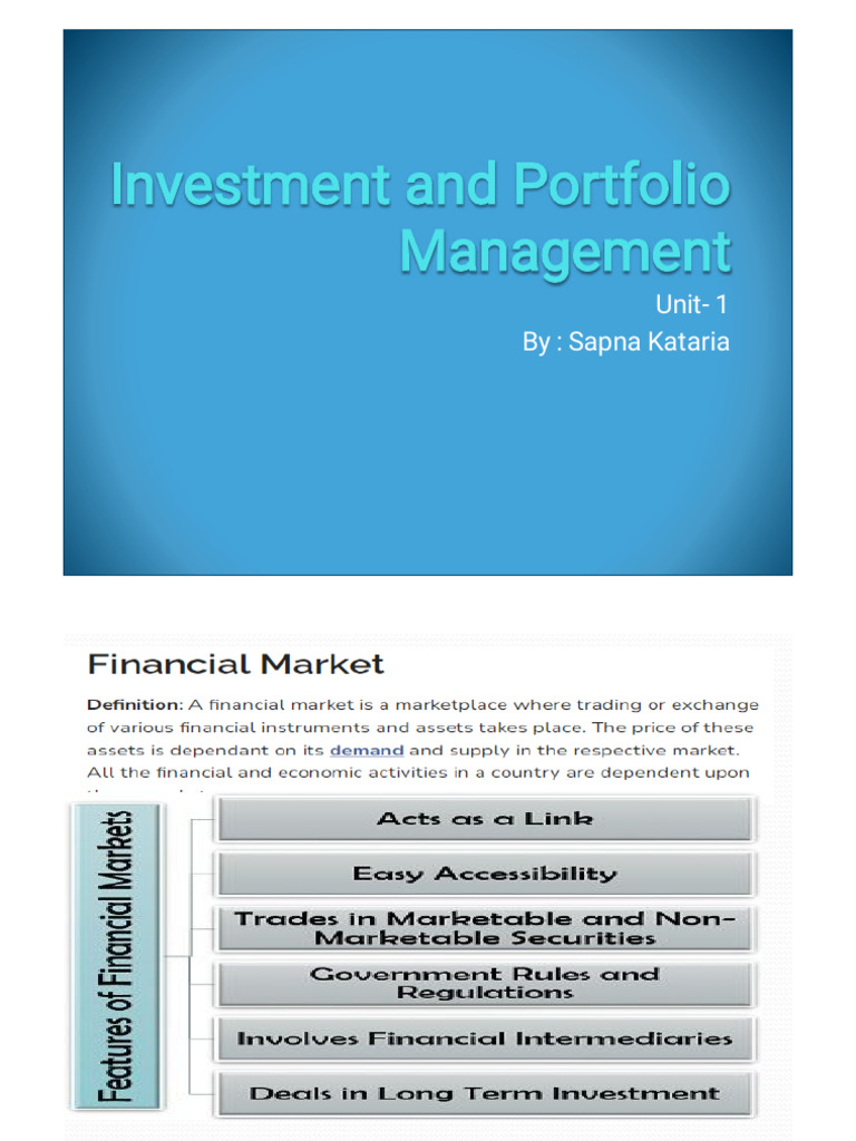 Unit 1 PDF Modern Portfolio Theory Investing