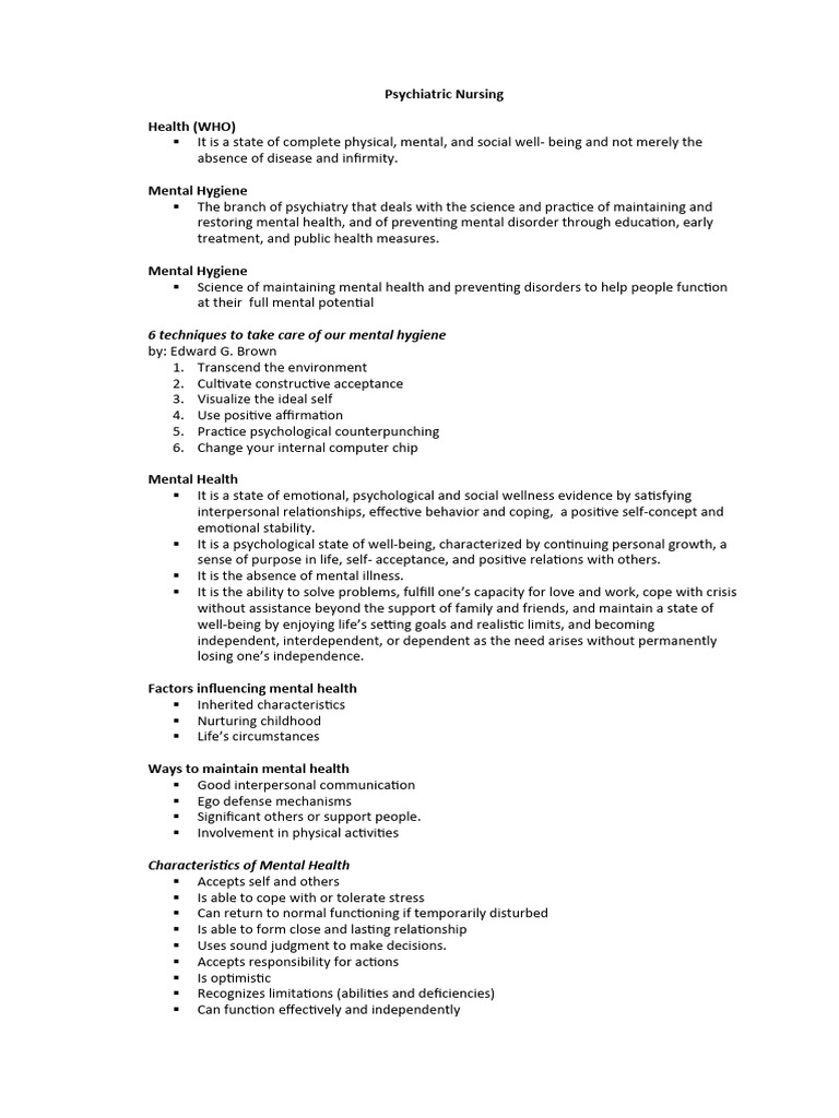 Role of Psychiatric Nurses in Mental Health | PDF | Mental Health ...