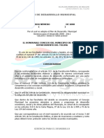 Plan de Desarrollo Municipal: Acuerdo Número de 2008
