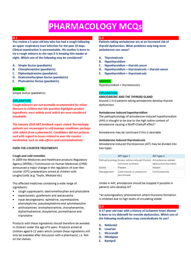 Pharmacology MCQs for Medical Students | PDF | Medical Specialties ...