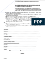 Questionnaire For The Evaluation of The Metrological Traceability of Measurements