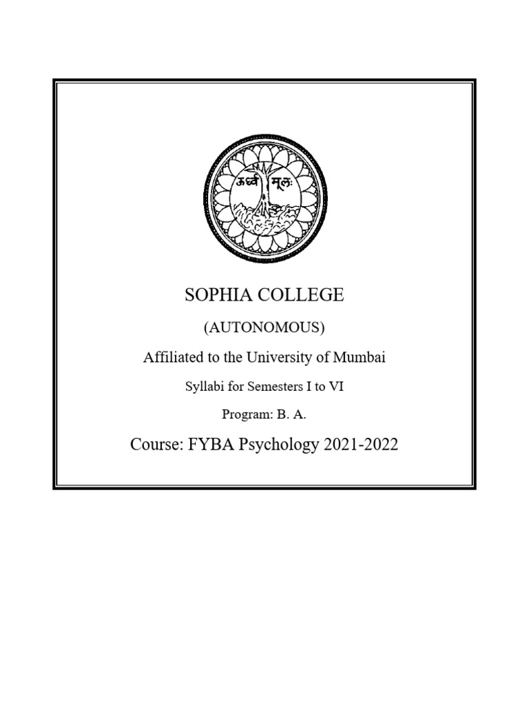 B.A. Psychology Syllabi 2021-2022 | PDF | Mental Disorder | Psychotherapy