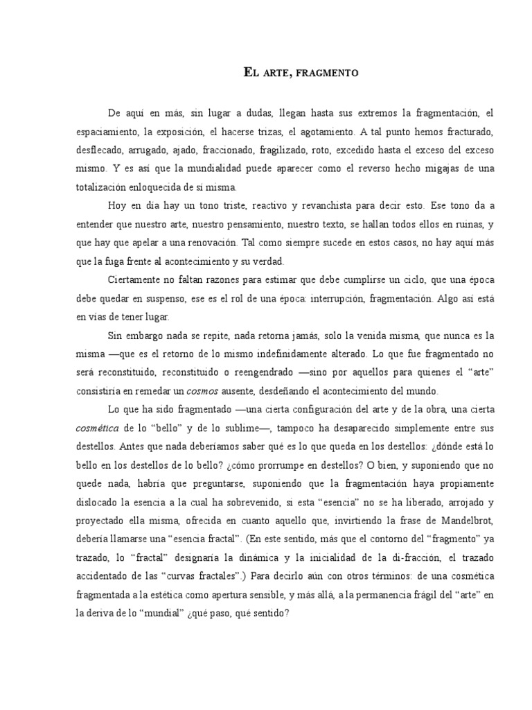 Fragmentación y esencia en el arte | PDF | Georg Wilhelm Friedrich ...