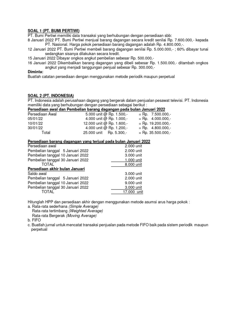 Catatan Persediaan dan HPP Metode FIFO | PDF