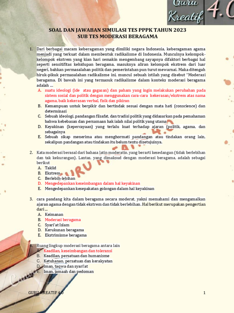 Simulasi moderasi beragama guru kreatif 4 0 terkunci pdf