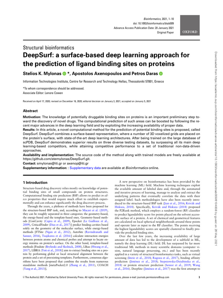 DeepSurf: Predicting Protein Binding Sites | PDF | Drug Design | Deep ...