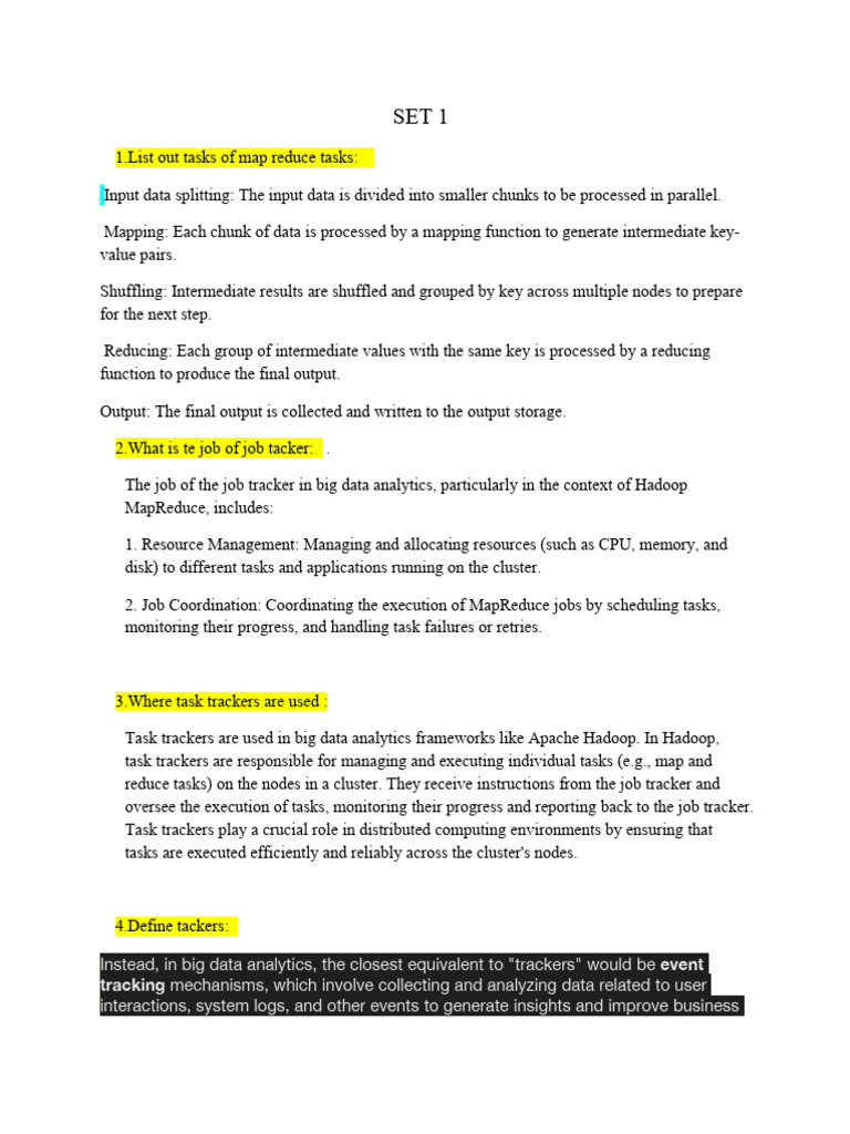 MapReduce Tasks and Job Trackers Explained | PDF | Map Reduce | Apache ...