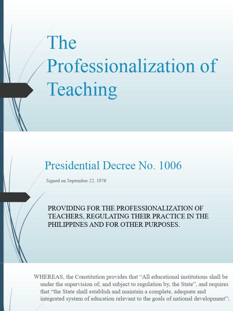 Professionalization of Teaching in the Philippines | PDF | Teachers ...
