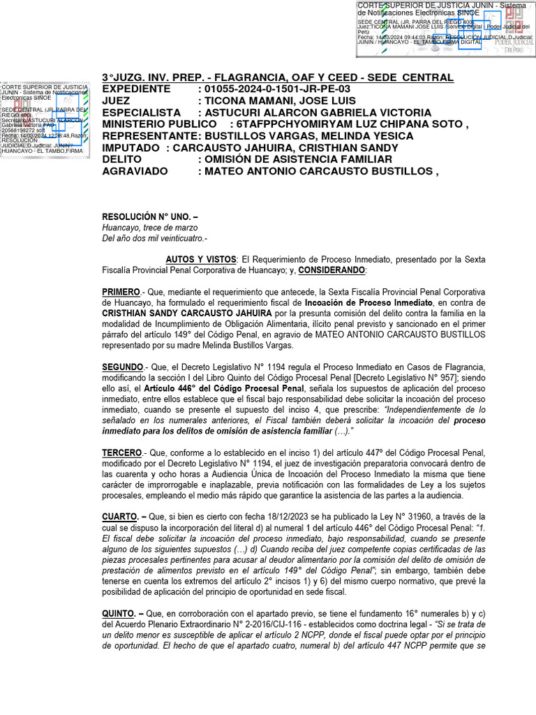 Exp. 01055-2024-0-1501-JR-PE-03 - Resolución - 55134-2024 | PDF