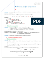 Chapitre 3 Nombres Relatifs - Comparaison