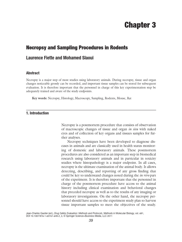Necropsy and sampling procedures in rodents pdf gastrointestinal