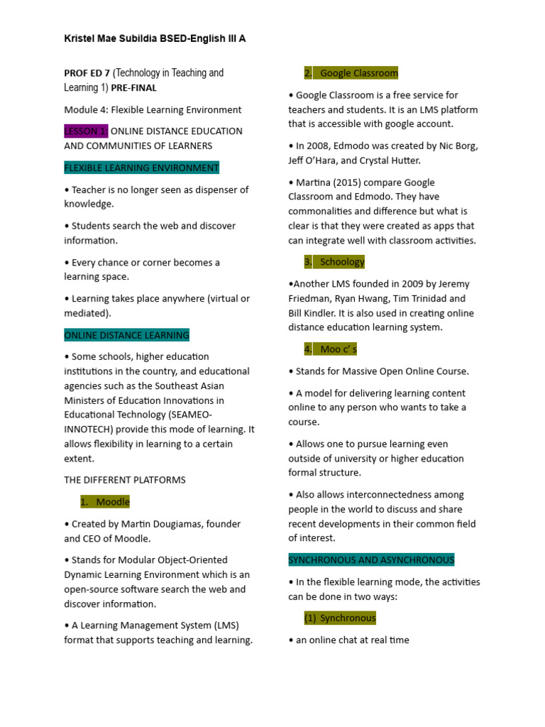 Flexible Learning Environments in Education | PDF | Moodle ...