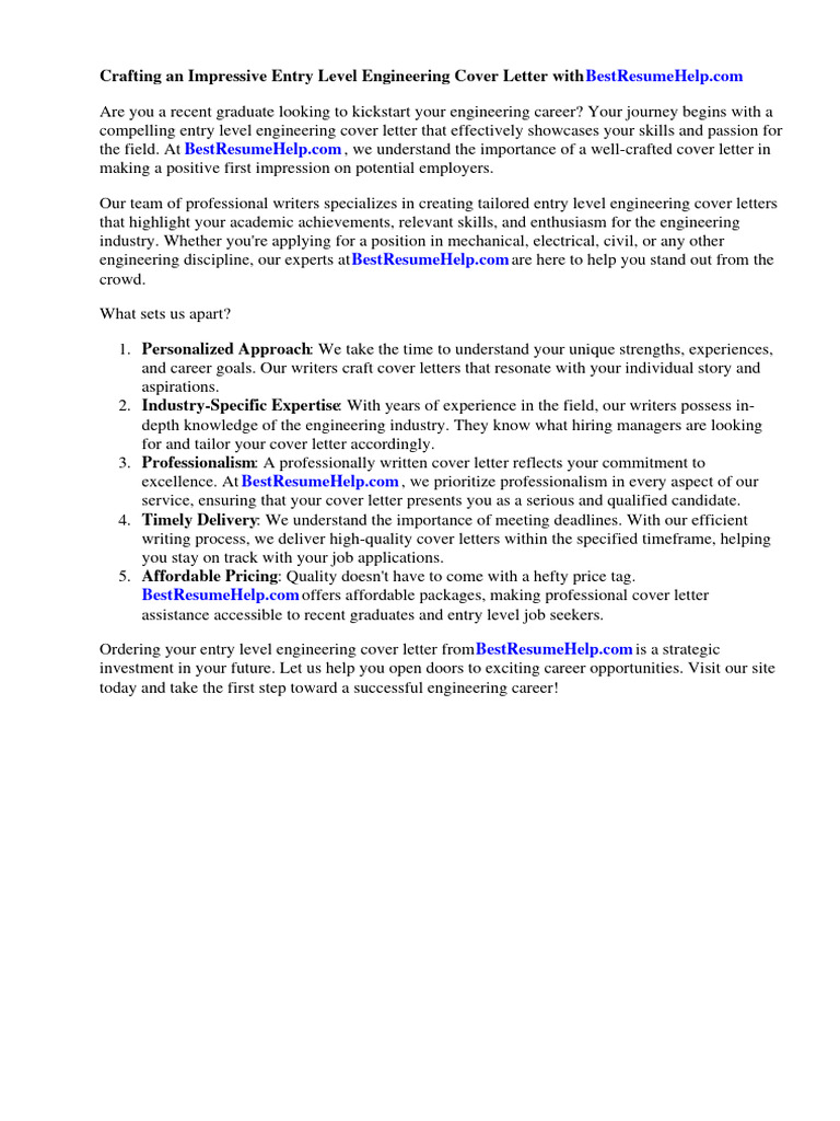 Entry Level Engineering Cover Letter PDF Engineering Résumé
