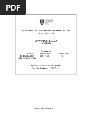 BUSINESS PLAN FORMAT