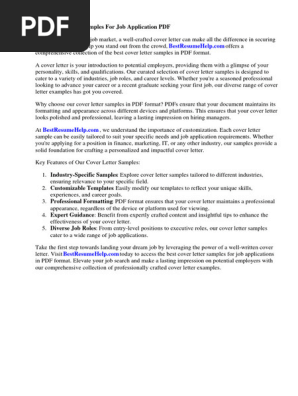 Best Cover Letter Samples for Job Application PDF