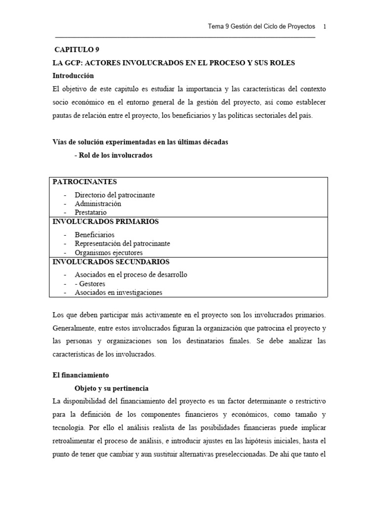 Tem9 - Actores y Roles | PDF | Planificación estratégica | Planificación