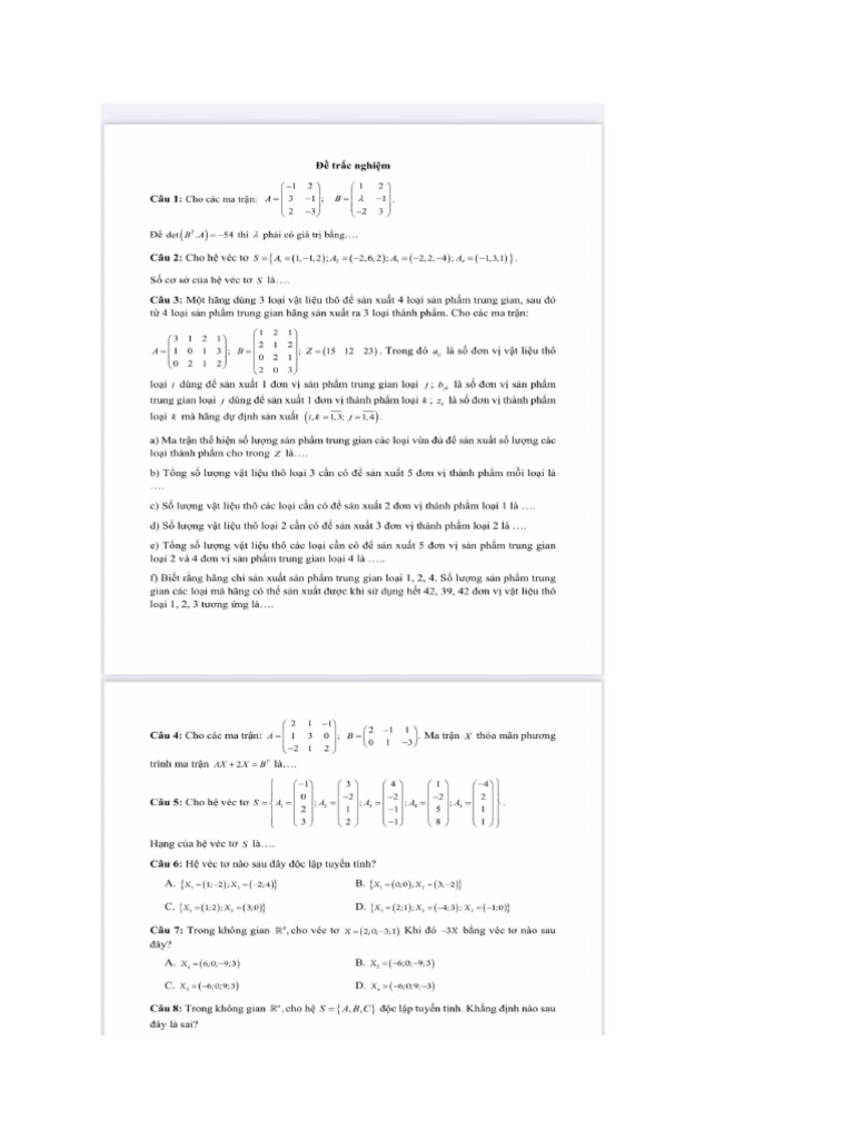 BaiTap TN TCC 1 M | PDF