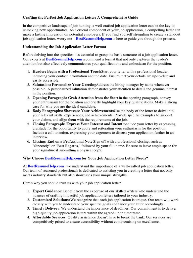 Job Application Letter Writing Guide | PDF | Résumé | Experience