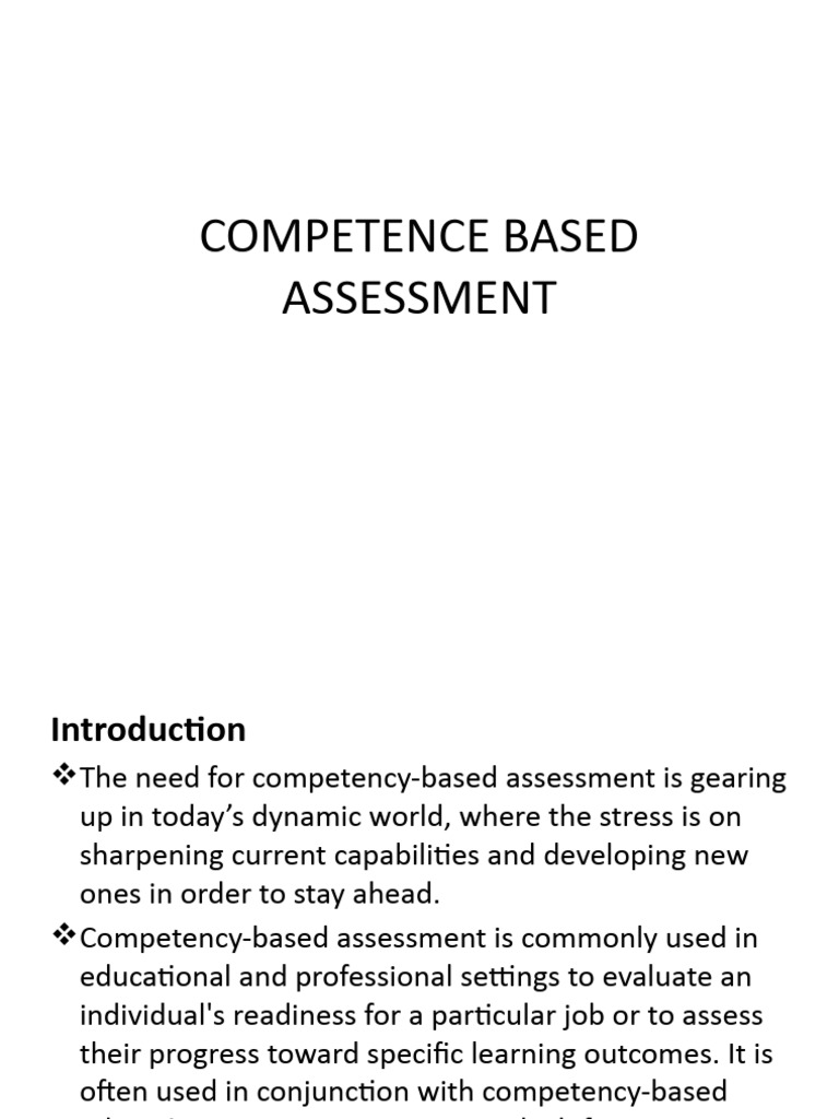 Understanding Competency-Based Assessment | PDF | Educational ...