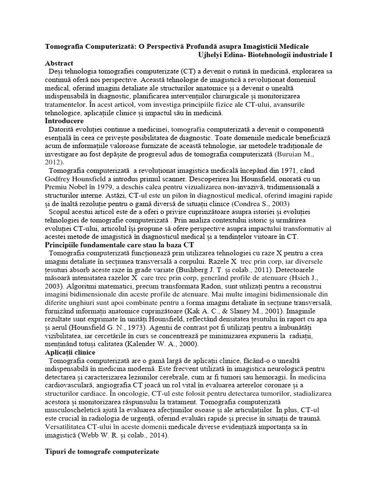Tomografia Computerizata | PDF