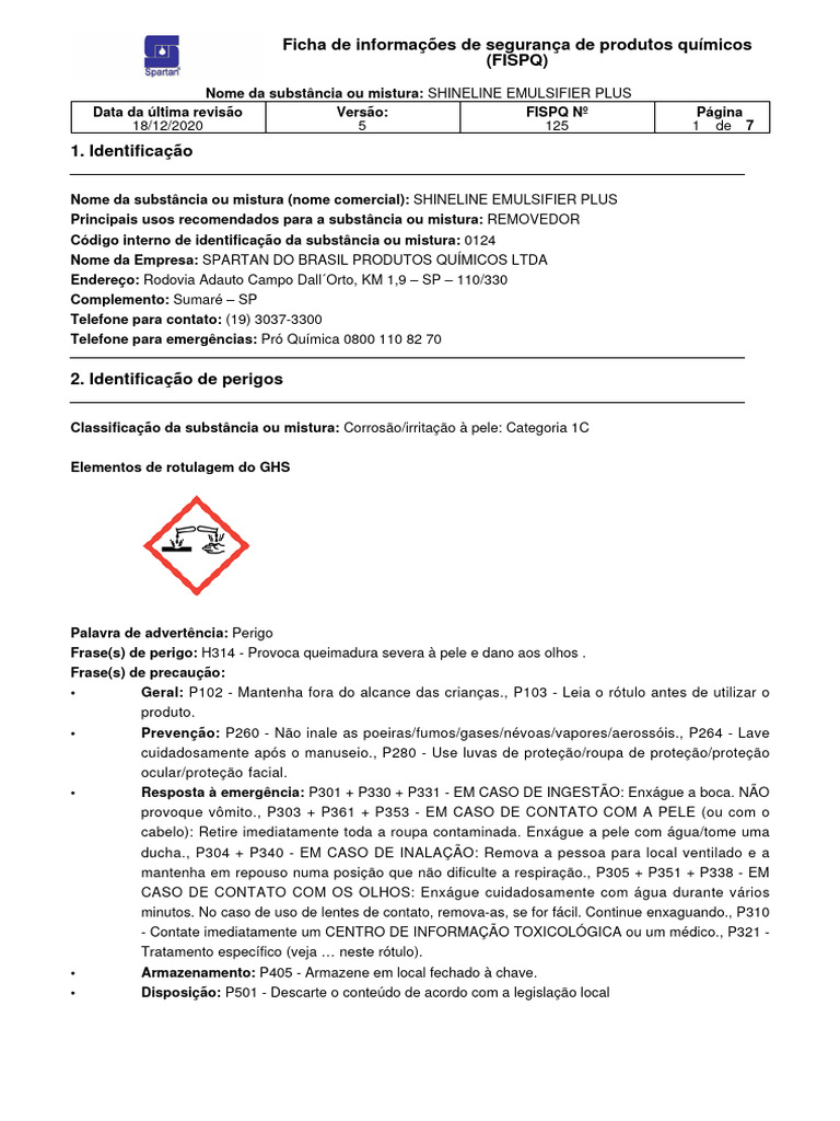 Fispq Shineline Emulsifier Plus | PDF | Química | Vapor