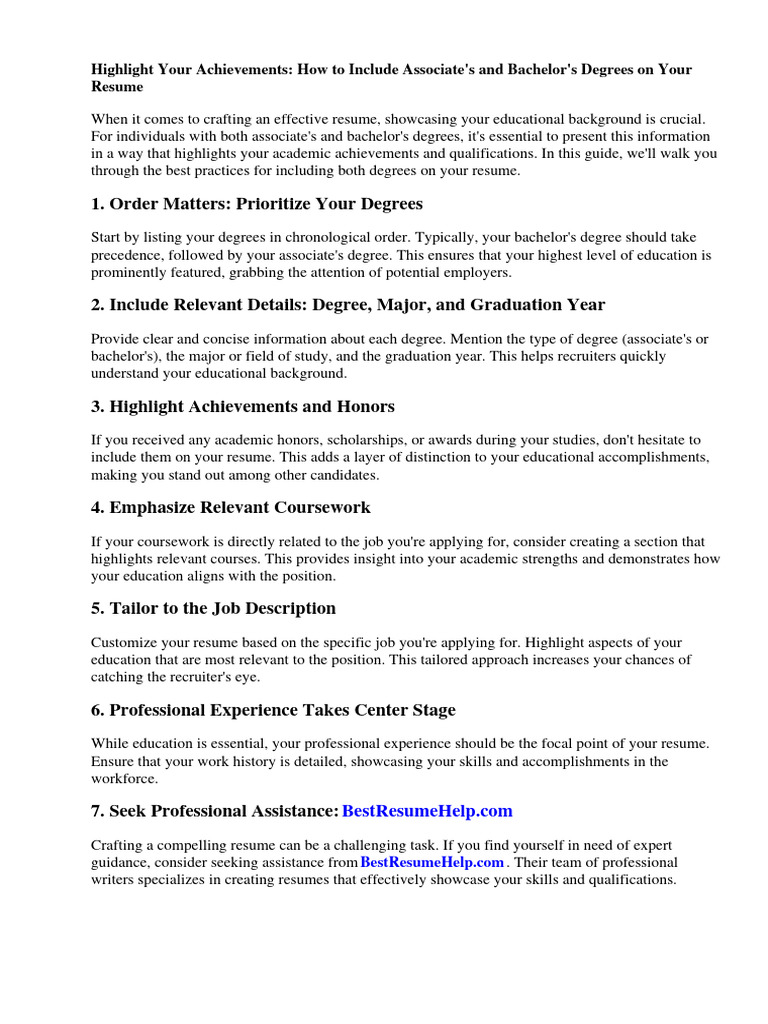 Listing Associate's and Bachelor's Degrees | PDF | Résumé | Academic Degree
