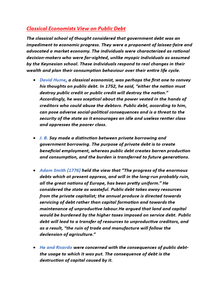 Classical Economists on Public Debt | PDF | Taxes | Government Debt