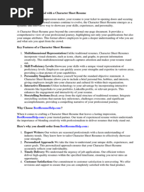 Character Sheet Resume