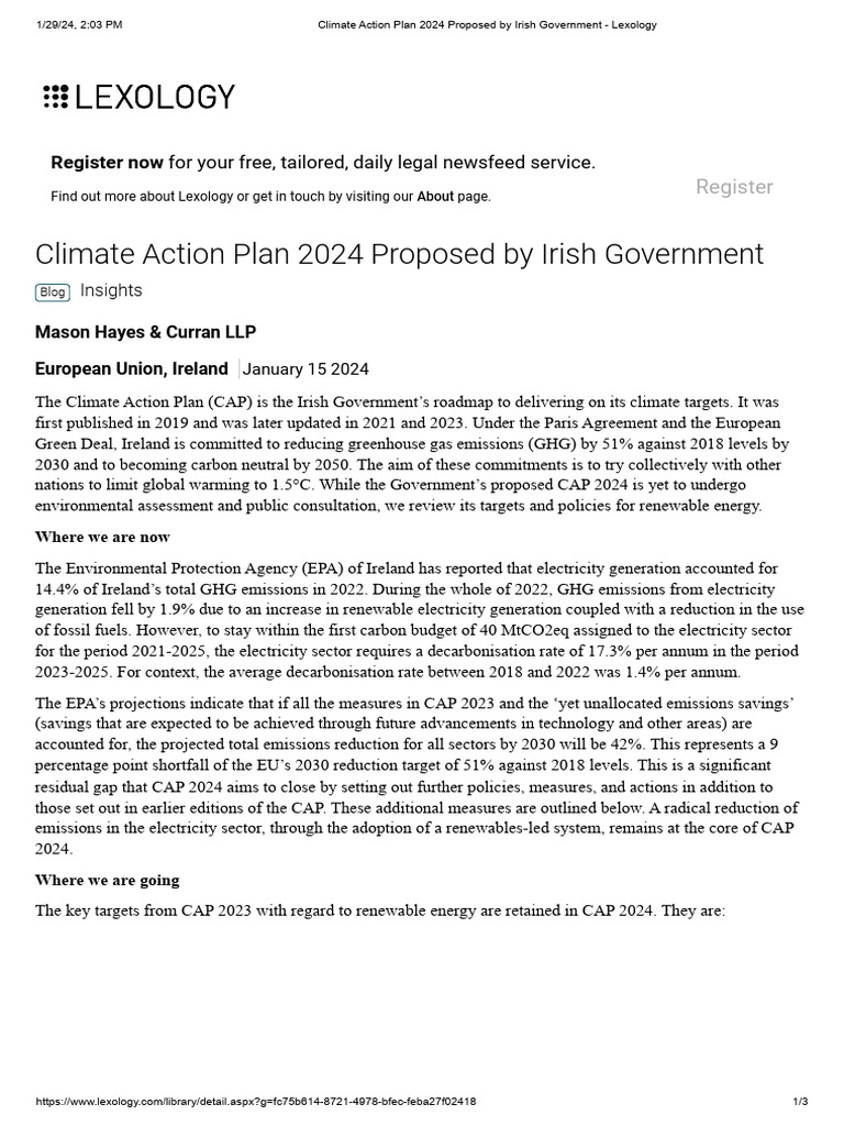 Climate Action Plan 2024 Proposed By Irish Government Lexology Pdf