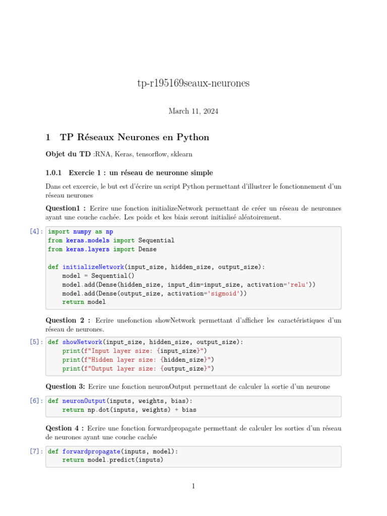 TP Réseaux Neurones en Python | PDF | Méthodes et références ...