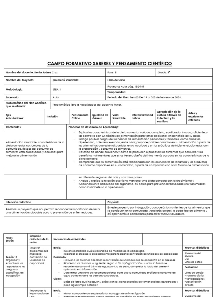 Planeacion Campos Formativos | PDF | Dieta | Evaluación