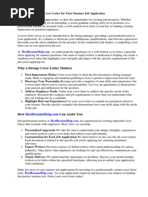 Cover Letter for Summer Camp