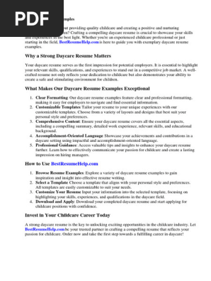 Daycare Resume Examples