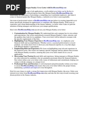 Morgan Stanley Cover Letter