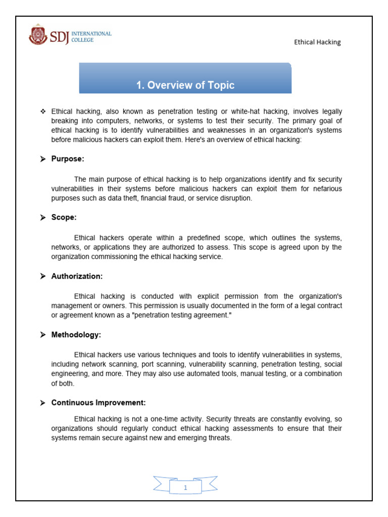 Ethical Hacking Methodology Overview | PDF | Security Hacker | Security
