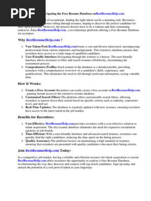 Free Resume Database for Recruiters