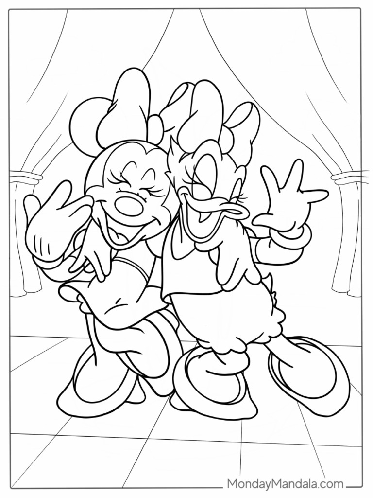 Minnie Mouse and Daisy Duck Laughing Coloring Page | PDF