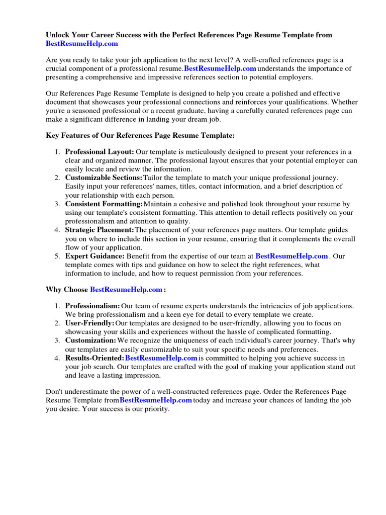 References Page Resume Template | PDF | Résumé | Http Cookie
