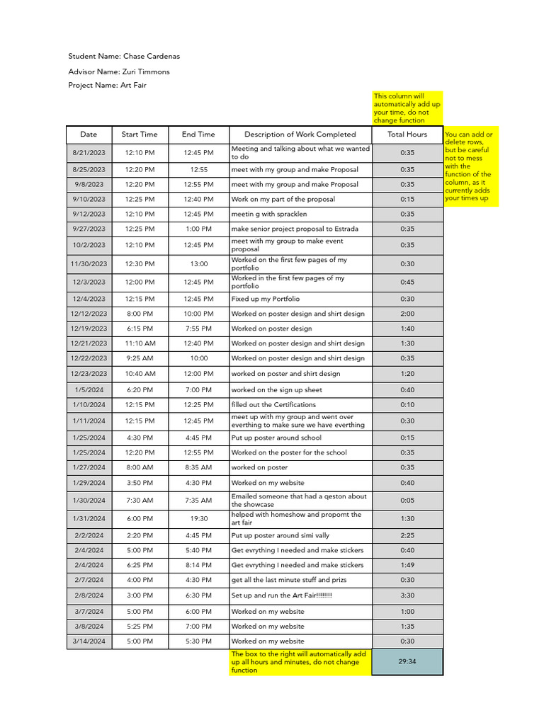 Chase Cardenas Capstone Timesheet Template - Monthly Timesheet Blank 1 ...