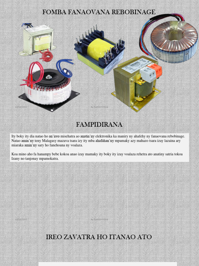 Fomba Fanaovana Rebobinage Transformateur | PDF | Transformateur ...