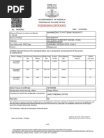 Government of Kerala: Possession Certificate