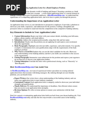 Application Letter for Bank Employee