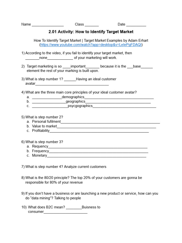 Identifying Your Target Market | PDF | Business