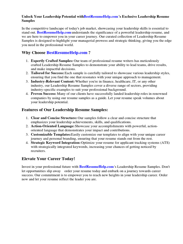 Leadership Resume Samples PDF - 1723649501
