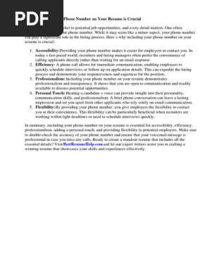Phone Number on Resume