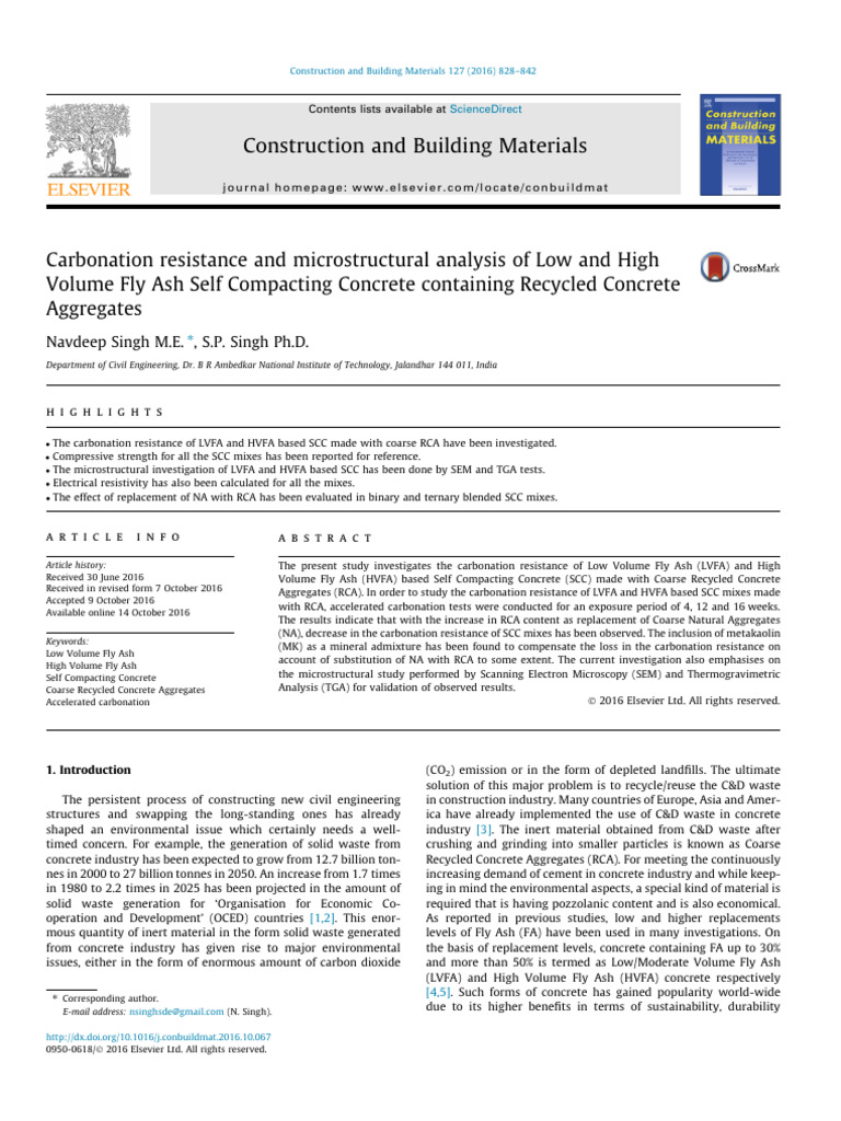 Carbonation Resistance in Fly Ash SCC | PDF | Concrete | Cement