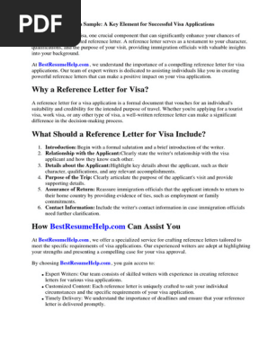 Reference Letter Visa Sample