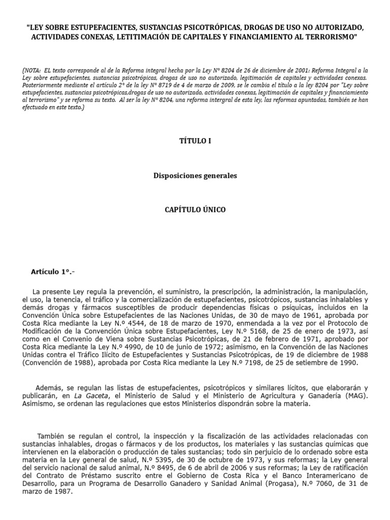 Ley 7786 - Ley Sobre Estupefacientes... | PDF | Bancos | La dependencia ...