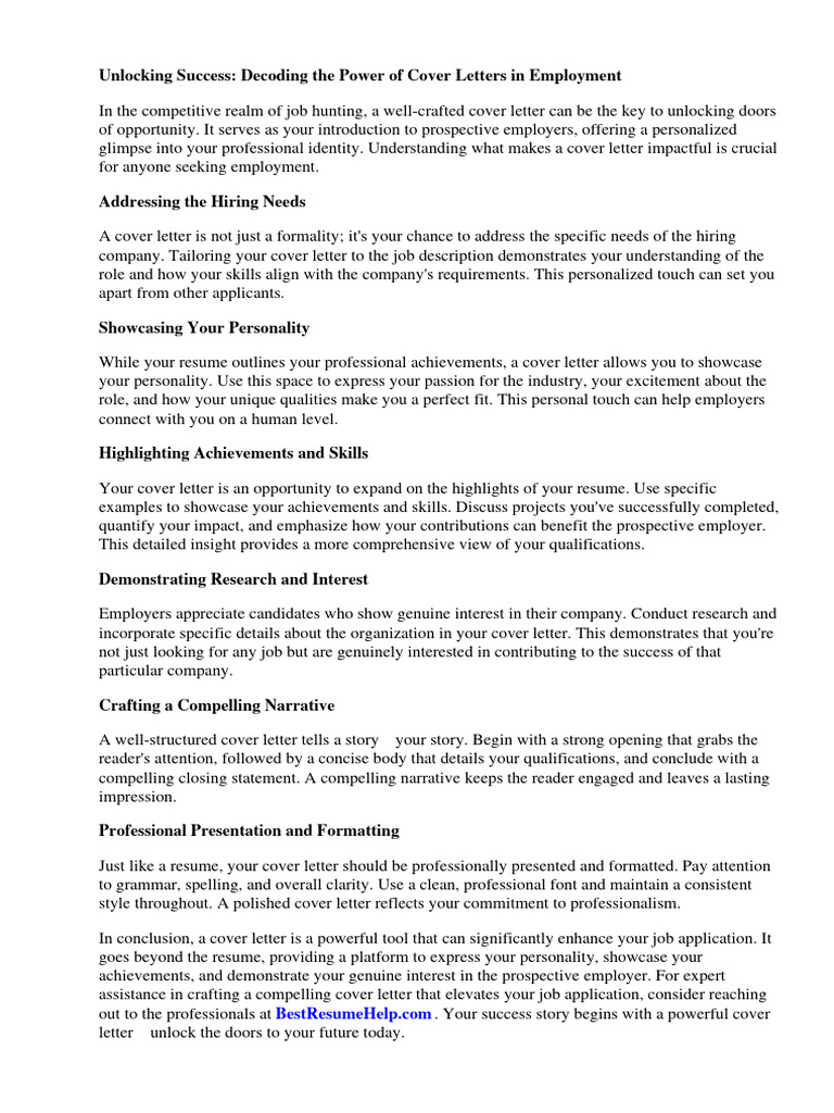 Whats in a cover letter for employment pdf r sum employment