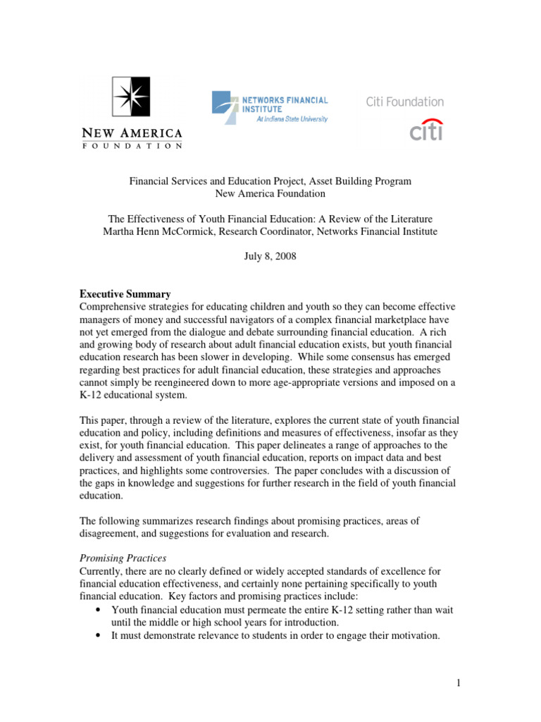 Youth Financial Education Effectiveness | PDF | Financial Literacy ...
